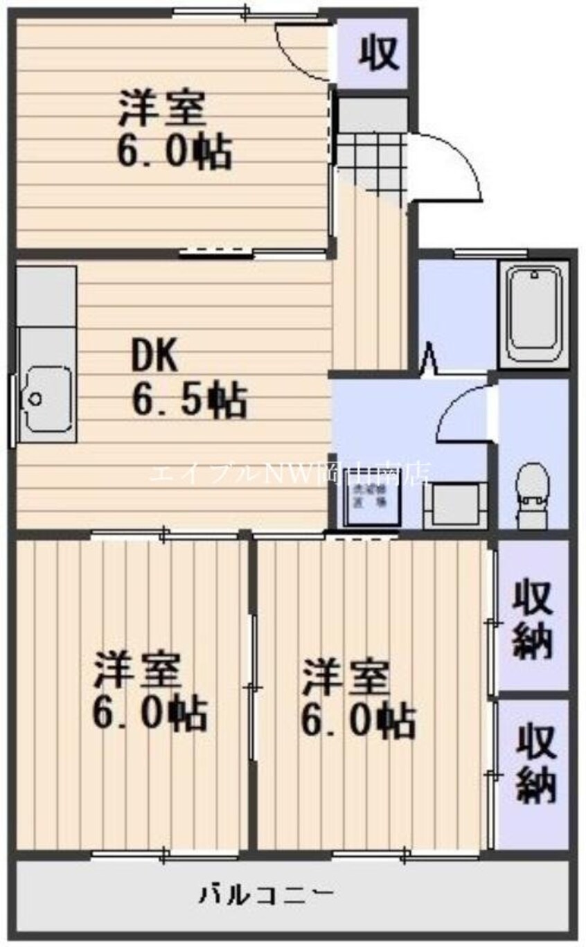 間取図 宇野線<宇野みなと線>/大元駅 徒歩19分 2階 築36年