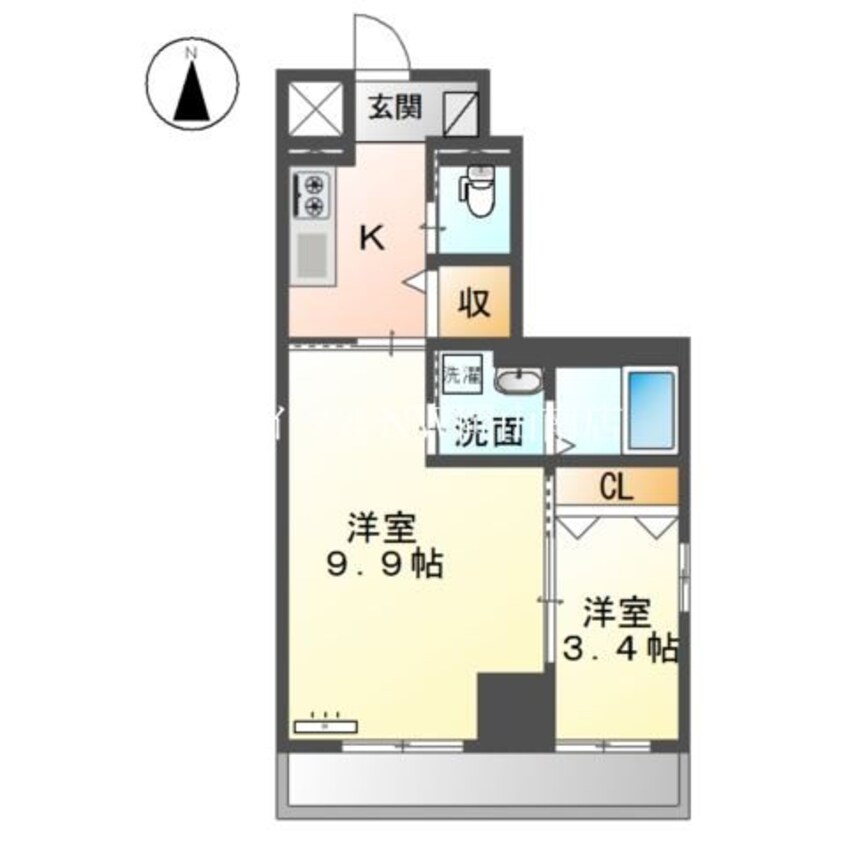 間取図 宇野線<宇野みなと線>/大元駅 徒歩3分 2階 築2年