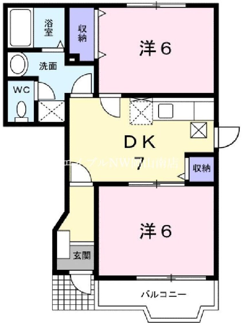 間取図 岡山市電清輝橋線<岡山電気軌道>/清輝橋駅 徒歩27分 1階 築24年