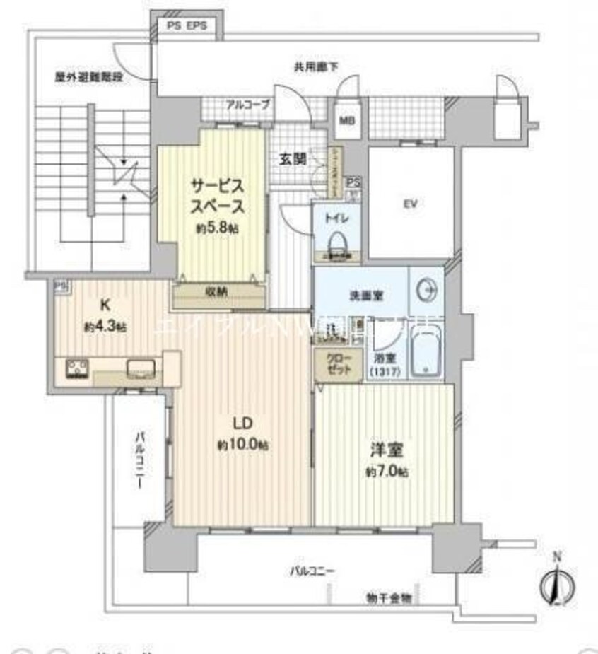 間取図 山陽本線（中国）/岡山駅 徒歩8分 4階 築11年