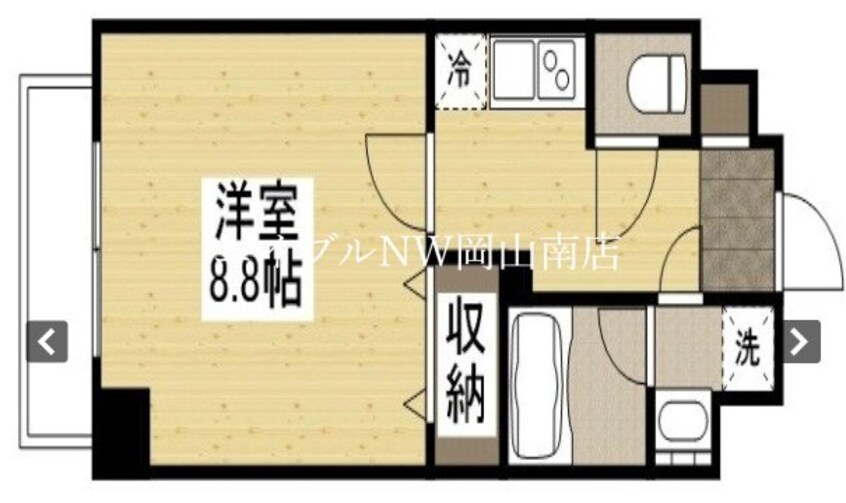 間取図 岡山市電東山本線<岡山電気軌道>/西大寺町・岡山芸術創造劇場ハレノワ前駅 徒歩3分 8階 築4年