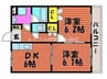 岡山市電東山本線<岡山電気軌道>/東山・おかでんミュージアム駅 徒歩76分 4階 築22年 2DKの間取り