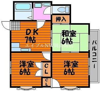 間取図 山陽本線（中国）/北長瀬駅 徒歩18分 1階 築35年