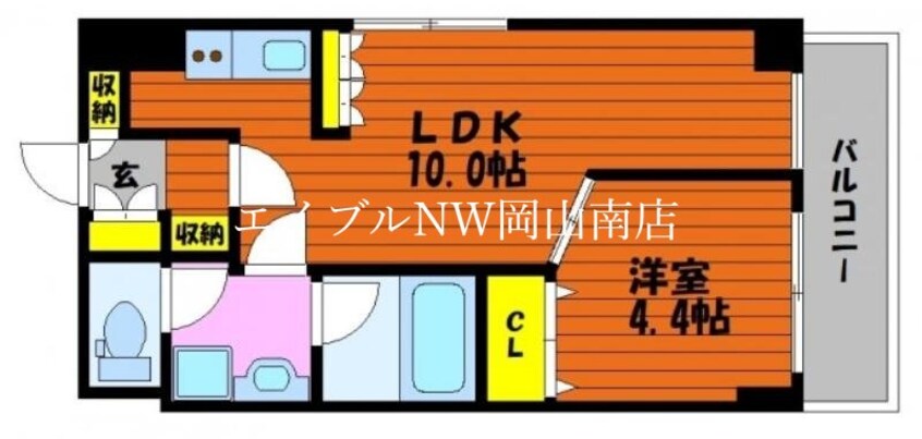 間取図 山陽本線（中国）/岡山駅 徒歩8分 10階 築17年