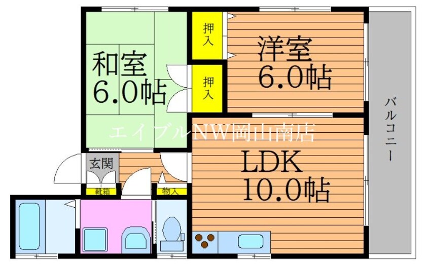 間取図 岡山市電清輝橋線<岡山電気軌道>/清輝橋駅 徒歩10分 3階 築18年