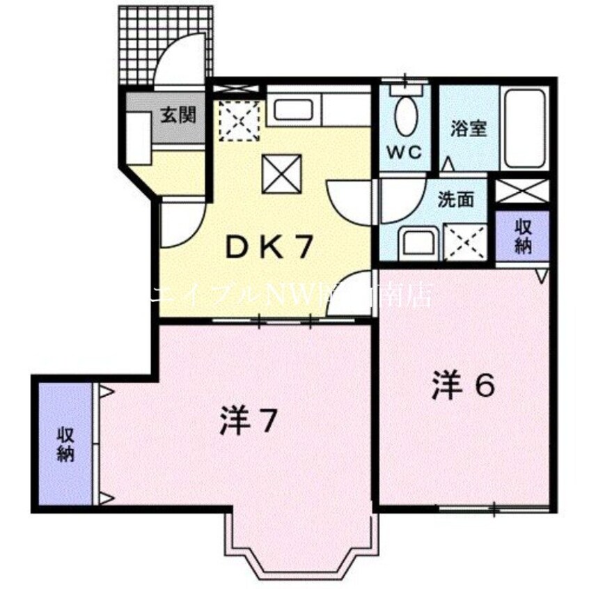 間取図 宇野線<宇野みなと線>/備前田井駅 徒歩9分 1階 築26年