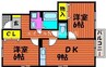 山陽本線（中国）/岡山駅 バス:35分:停歩4分 1階 築19年 2DKの間取り