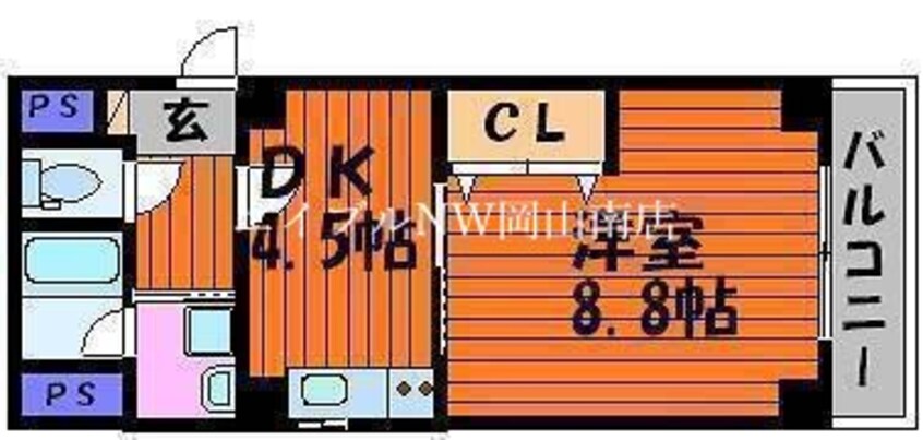 間取図 宇野線<宇野みなと線>/大元駅 徒歩8分 4階 築19年