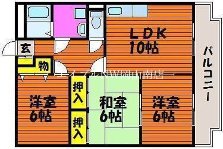 間取図 山陽本線（中国）/西川原駅 徒歩13分 2階 築29年