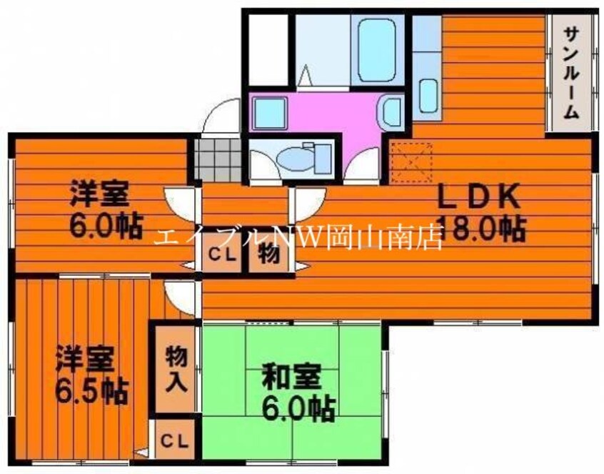 間取図 宇野線<宇野みなと線>/備前西市駅 徒歩12分 1階 築23年