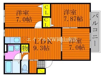 間取図 宇野線<宇野みなと線>/備前西市駅 徒歩18分 2階 築22年