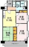 山陽本線（中国）/岡山駅 バス:27分:停歩14分 3階 築28年 3DKの間取り