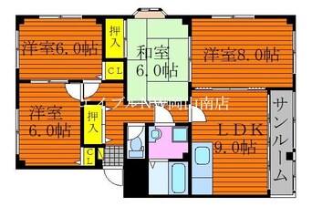 間取図 宇野線<宇野みなと線>/備前西市駅 徒歩12分 2階 築23年