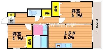 間取図 山陽本線（中国）/岡山駅 バス41分岡電バス・緑町下車:停歩6分 2階 築14年