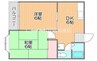 岡山市電清輝橋線<岡山電気軌道>/清輝橋駅 徒歩54分 3階 築35年 2DKの間取り