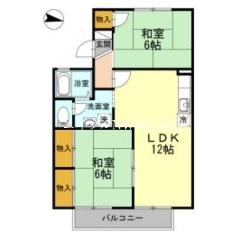 間取図 宇野線<宇野みなと線>/備前西市駅 徒歩28分 2階 築28年