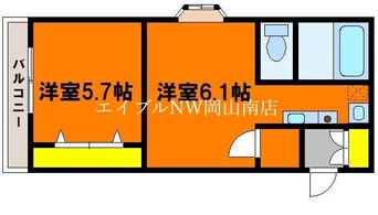 間取図 宇野線<宇野みなと線>/大元駅 徒歩23分 4階 築36年