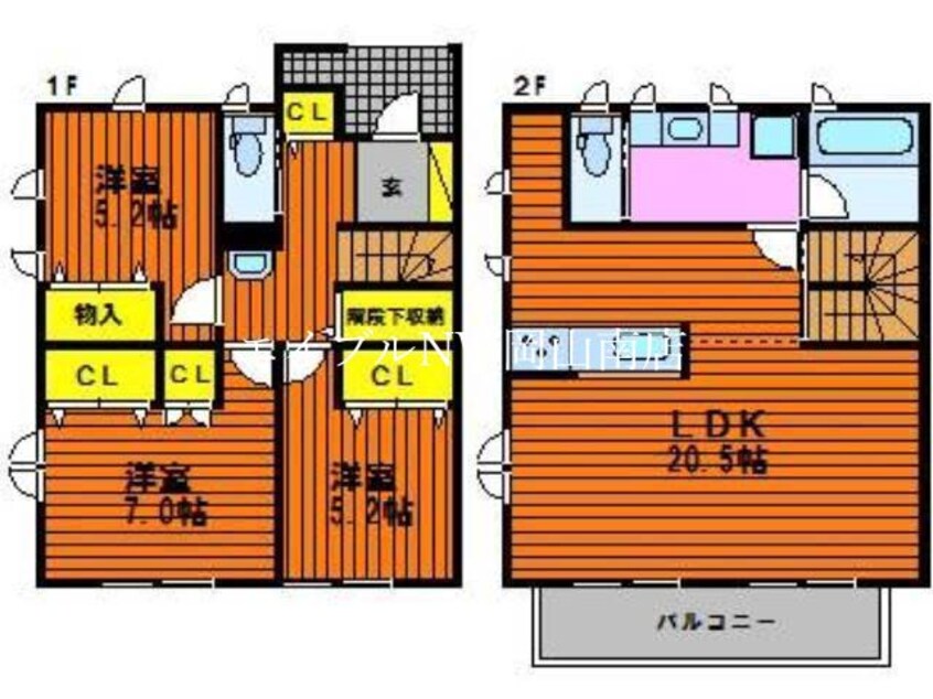 間取図 津山線/法界院駅 徒歩14分 1階 築8年