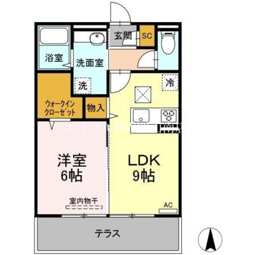 間取図 岡山市電東山本線<岡山電気軌道>/中納言駅 徒歩16分 1階 築1年