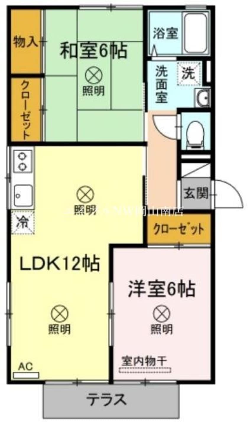 間取図 山陽本線（中国）/岡山駅 バス27分浜野西下車:停歩6分 1階 築35年