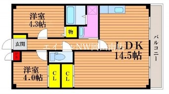 間取図 山陽本線（中国）/岡山駅 バス30分機工センター口下車:停歩1分 1階 築24年