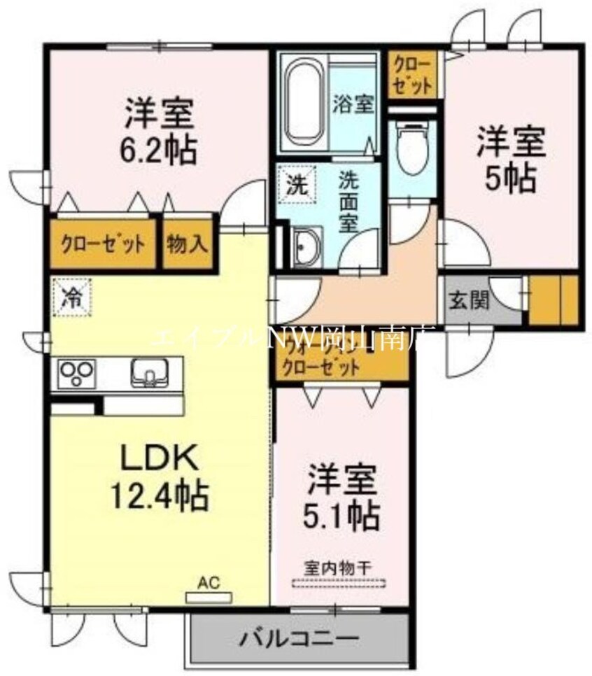 間取図 山陽本線（中国）/岡山駅 バス27分天理教前白鬚宮入口下車:停歩2分 2階 築7年