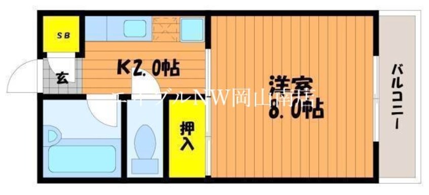 間取図 山陽本線（中国）/岡山駅 バス30分新町中央下車:停歩1分 2階 築32年