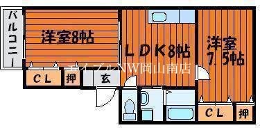 間取り図 山陽本線（中国）/北長瀬駅 徒歩19分 1階 築23年