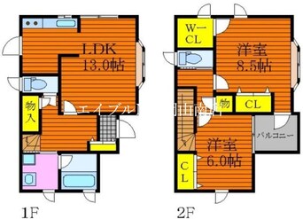 間取図 山陽本線（中国）/岡山駅 バス76分和田社宅前下車:停歩10分 1階 築14年