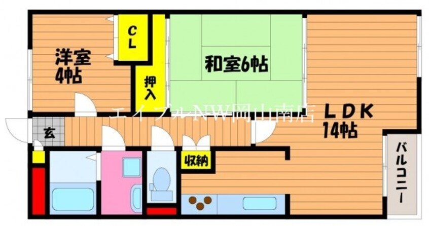 間取図 宇野線<宇野みなと線>/備前西市駅 徒歩5分 5階 築27年