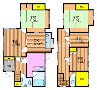 間取図 津山線/法界院駅 徒歩18分 1階 築47年