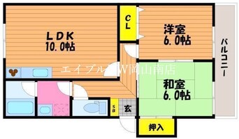 間取図 瀬戸大橋線/植松駅 徒歩2分 2階 築28年