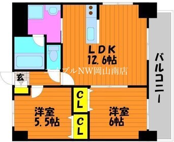 間取図 岡山市電東山本線<岡山電気軌道>/中納言駅 徒歩11分 5階 築8年