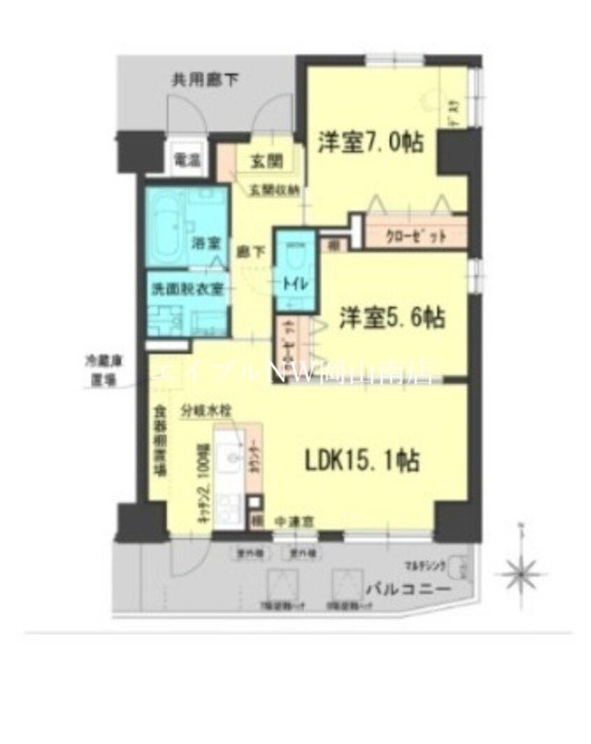 間取図 吉備線<桃太郎線>/備前三門駅 徒歩32分 8階 1年未満