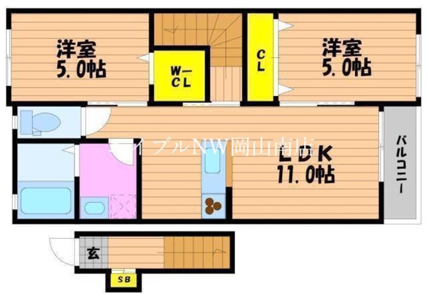 間取図 山陽本線（中国）/岡山駅 バス30分錦貯水下車:停歩1分 2階 築6年