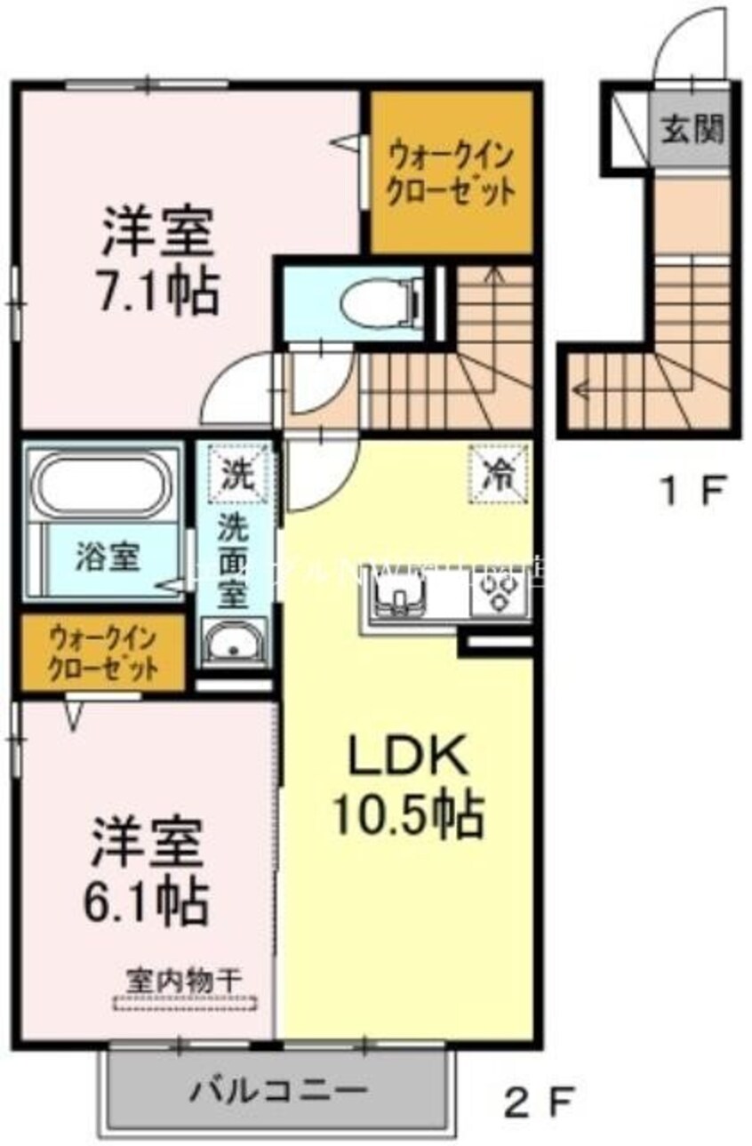 間取図 宇野線<宇野みなと線>/迫川駅 徒歩6分 2階 築7年