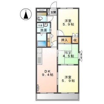 間取図 宇野線<宇野みなと線>/備前西市駅 徒歩22分 1階 築23年