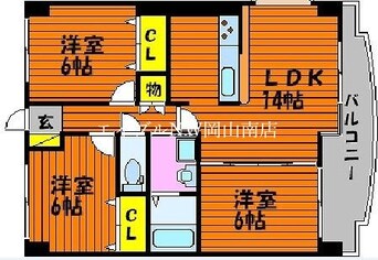 間取図 宇野線<宇野みなと線>/大元駅 徒歩8分 7階 築21年