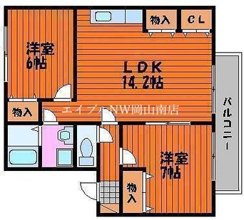 間取図 吉備線<桃太郎線>/大安寺駅 徒歩4分 1階 築19年