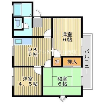 間取図 宇野線<宇野みなと線>/備前田井駅 徒歩9分 1階 築34年