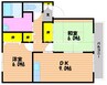 岡山市電清輝橋線<岡山電気軌道>/清輝橋駅 徒歩52分 1階 築26年 2DKの間取り