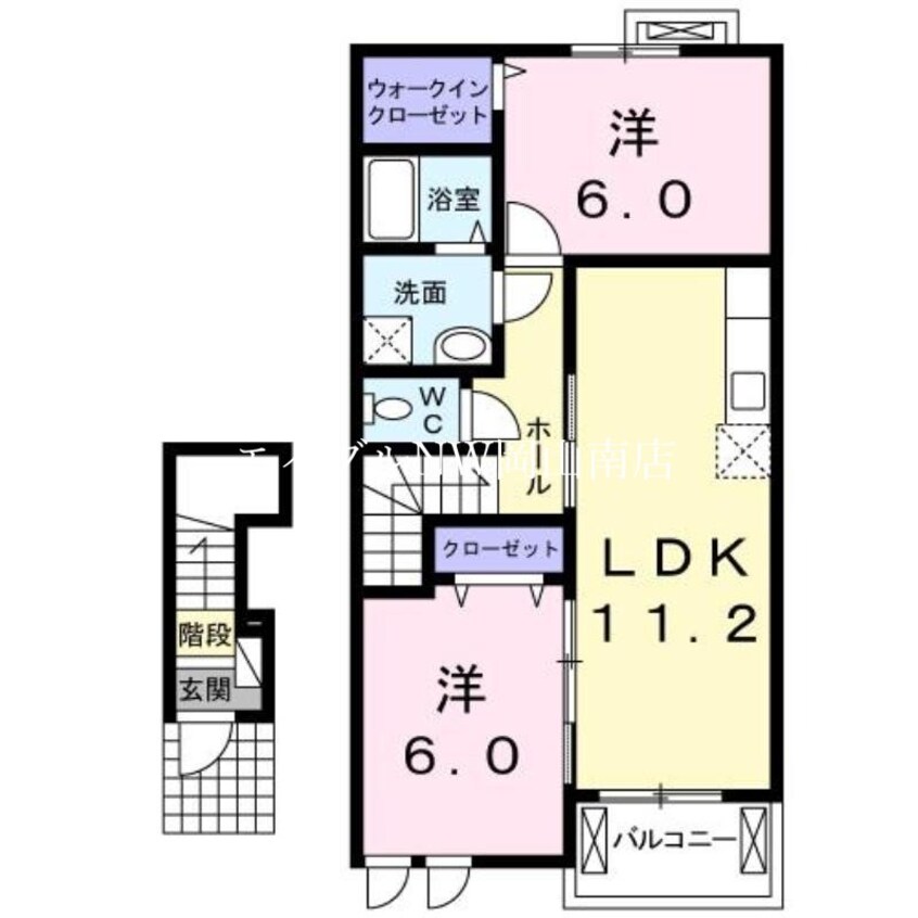 間取図 宇野線<宇野みなと線>/備前田井駅 徒歩13分 2階 築12年