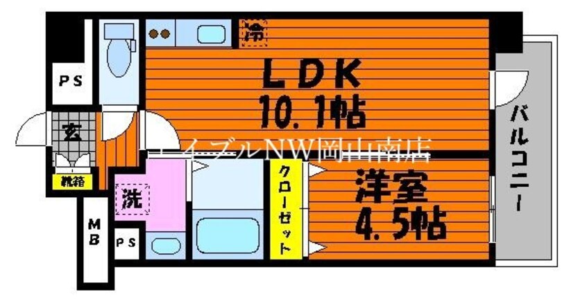 間取図 山陽本線（中国）/北長瀬駅 徒歩9分 4階 築4年