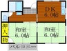 宇野線<宇野みなと線>/大元駅 徒歩11分 2階 築35年 2DKの間取り