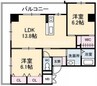 岡山市電東山本線<岡山電気軌道>/柳川駅 徒歩2分 6階 築6年 2LDKの間取り