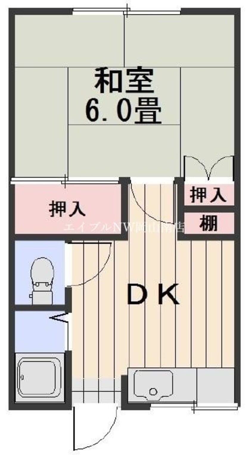 間取図 宇野線<宇野みなと線>/大元駅 徒歩19分 2階 築41年