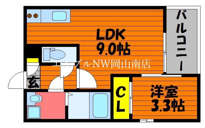 間取図 宇野線<宇野みなと線>/大元駅 徒歩22分 3階 築3年