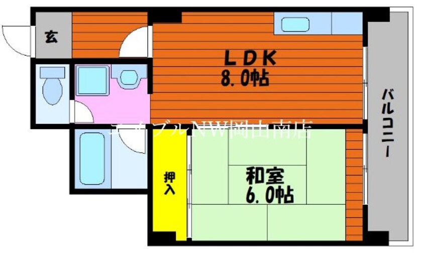 間取図 岡山市電清輝橋線<岡山電気軌道>/新西大寺町筋駅 徒歩3分 4階 築41年