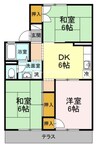 宇野線<宇野みなと線>/大元駅 徒歩14分 1階 築38年 3DKの間取り