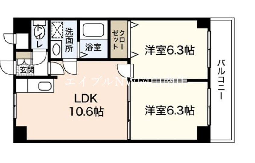 間取図 宇野線<宇野みなと線>/備前西市駅 徒歩27分 4階 築9年